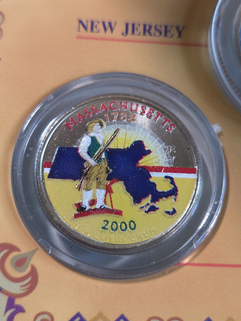 The Colorized State Quarter Collection (1999 NJ, GA, CT and 2000 MA, MD) UNCIRC