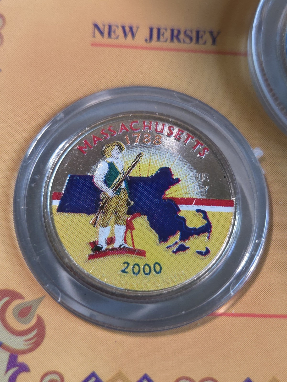 The Colorized State Quarter Collection (1999 NJ, GA, CT and 2000 MA, MD) UNCIRC