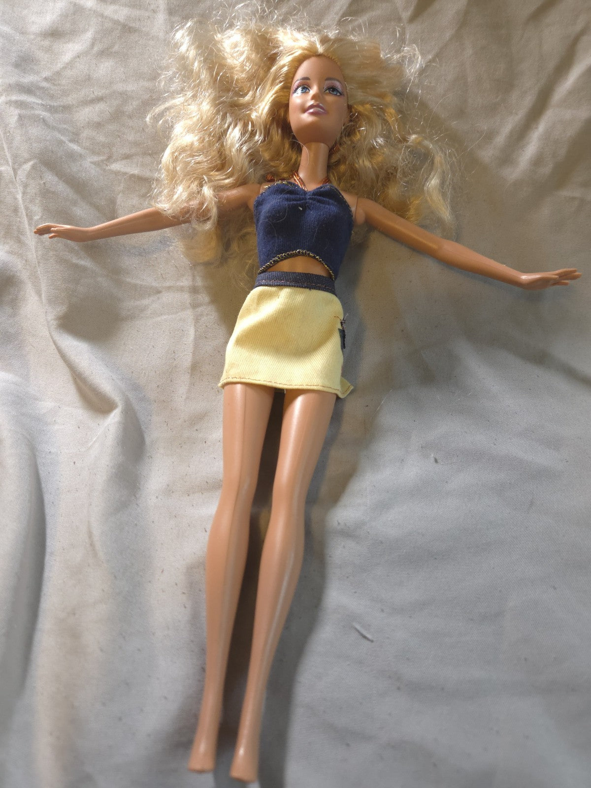 1998 Barbie With Yellow Floral Skirt And Blue Top