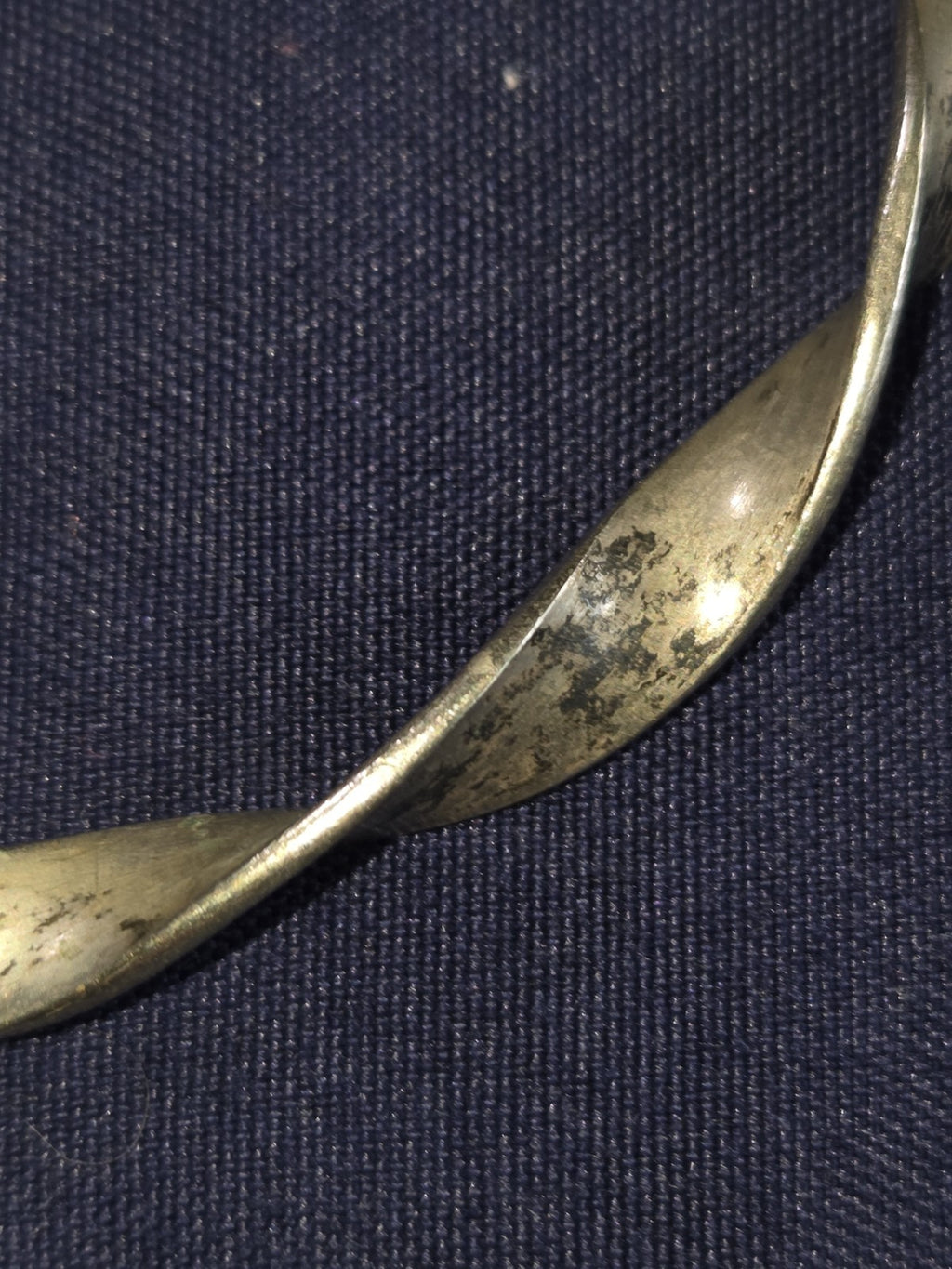 Vintage Estate Jewelry Silver-tone 3 Inch Wide Bangle Bracelet With Patina