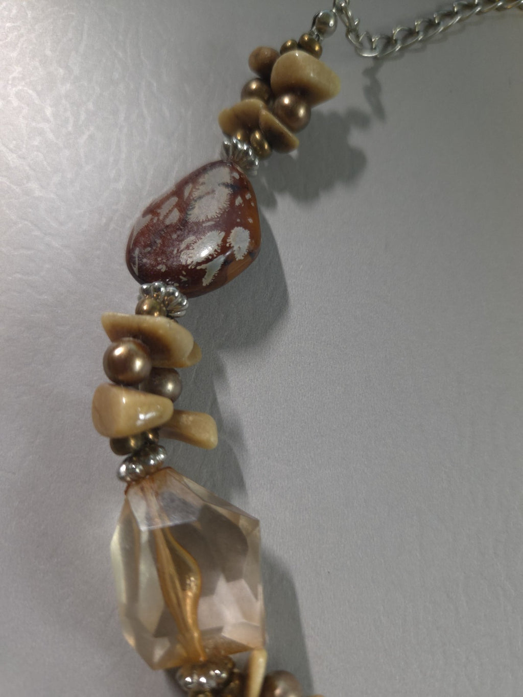 Vintage Estate Jewelry - women's amber glass bead necklace 14" Adjustable To 17"