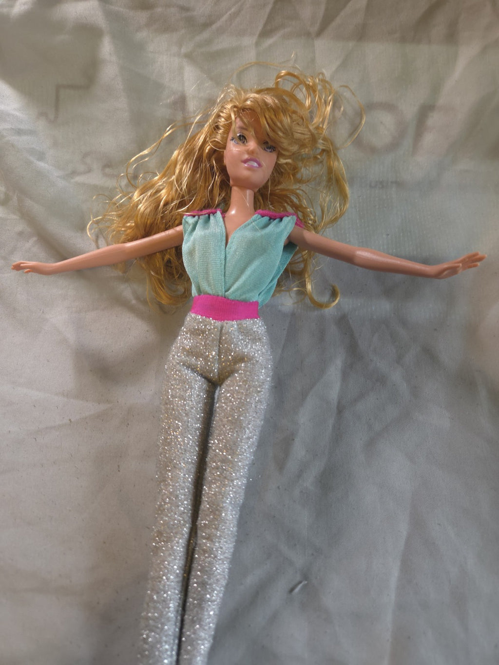 2005 Disney Doll With Silver Glitter Pants And Blue Top