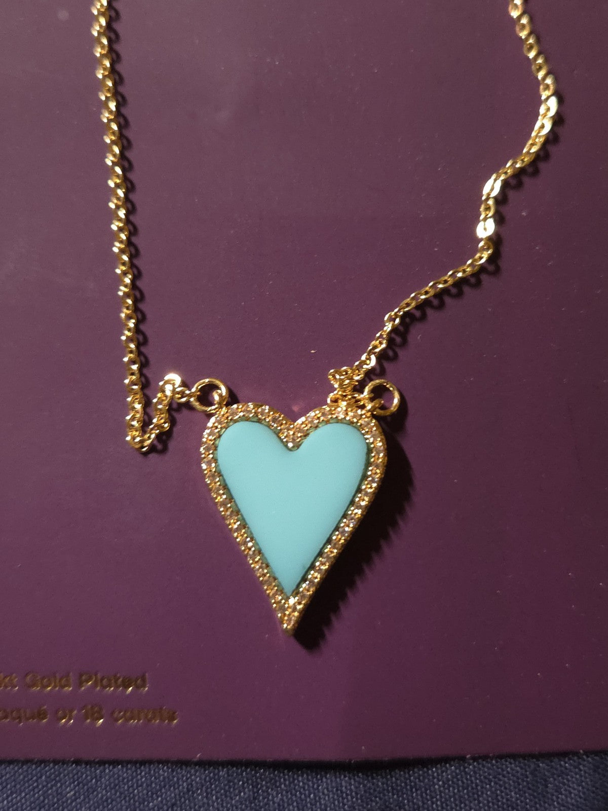 Luxe By Claire's 18KT Gold Played Heart Pendant And Necklace - NOS