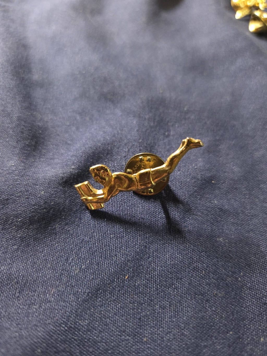 Vintage Gold-toned Swimmer Award Chenile Pin