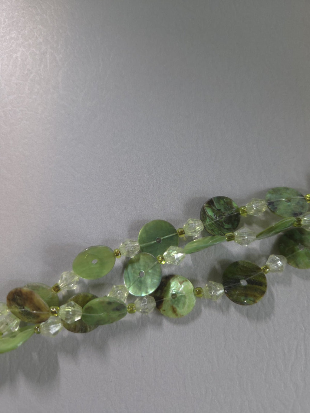 Vintage Estate Jewelry - green glass Multi Strand 22" statement necklace