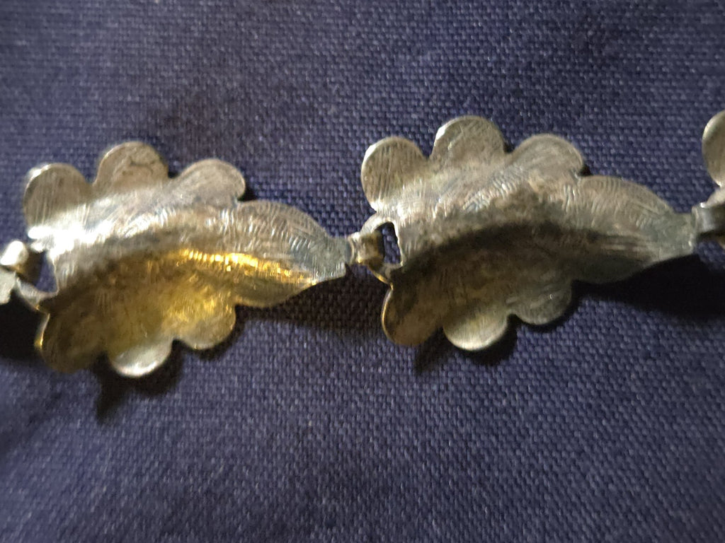 Vintage Estate Jewelry Sterling Silver Leaf Bracelet 7" 0.5 Oz. 925 Silver