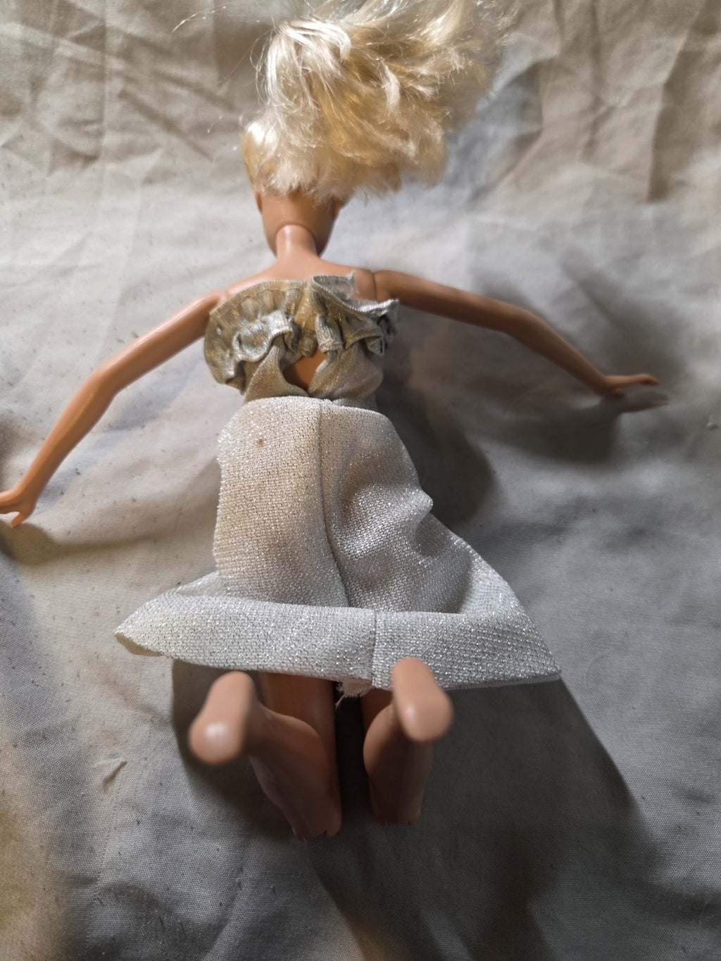 1998 Barbie Doll In A Silver Cocktail Dress Look City Shine
