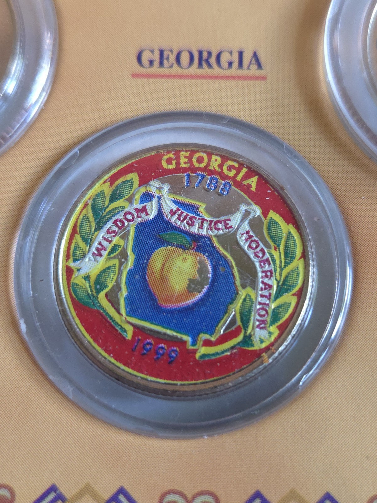 The Colorized State Quarter Collection (1999 NJ, GA, CT and 2000 MA, MD) UNCIRC