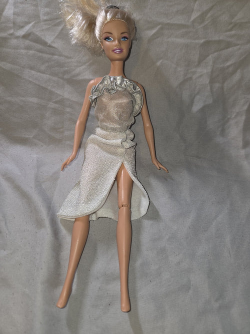 1998 Barbie Doll In A Silver Cocktail Dress Look City Shine