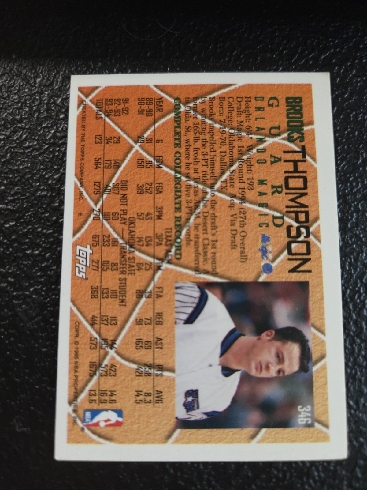NBA - Brooks Thompson - 1994-95 Topps -  #346 - RC - Orlando Magic - NM