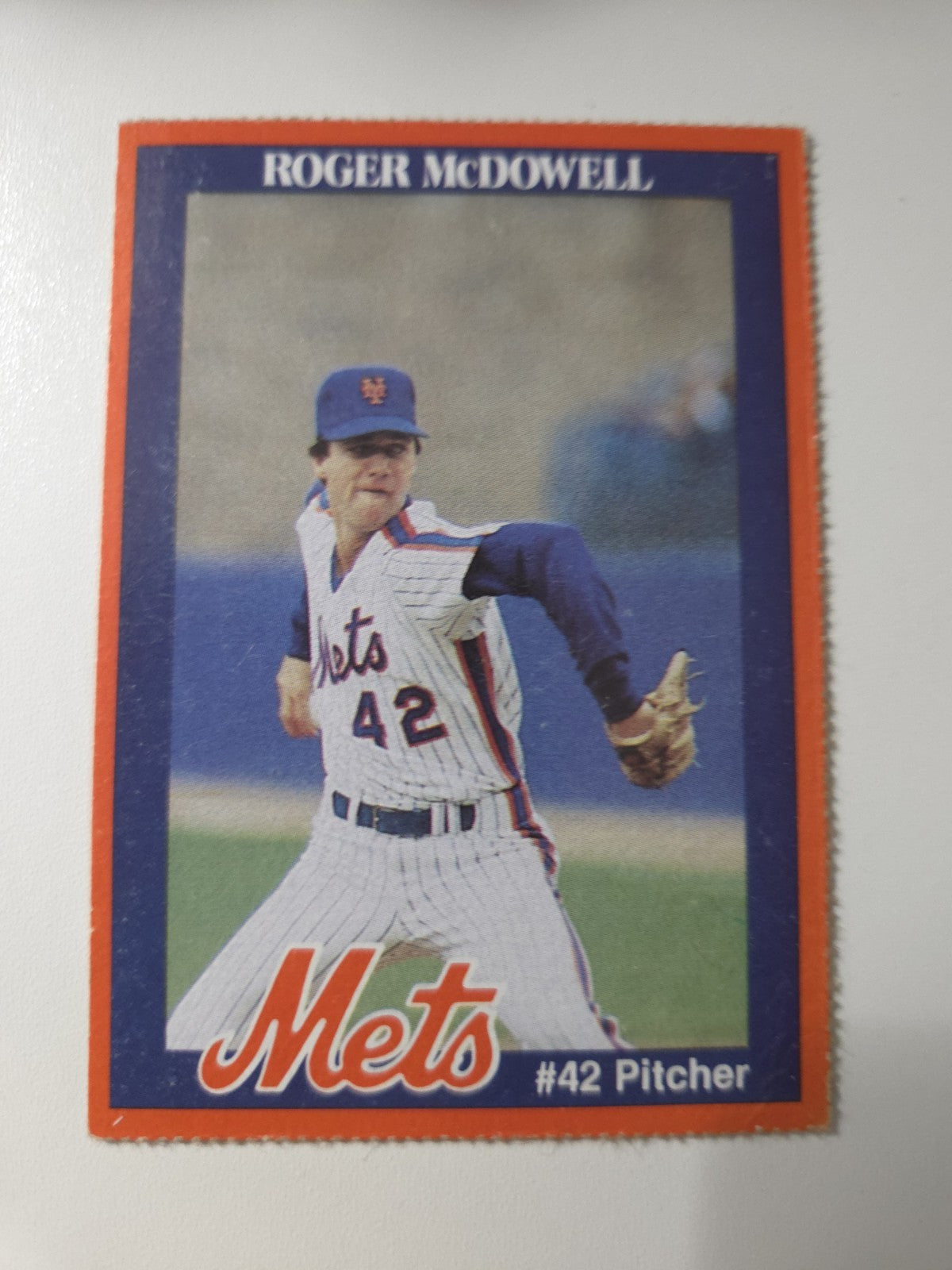 MLB - Roger McDowell - Game Day Promo Card - 1987 Season - New York Mets - EXC