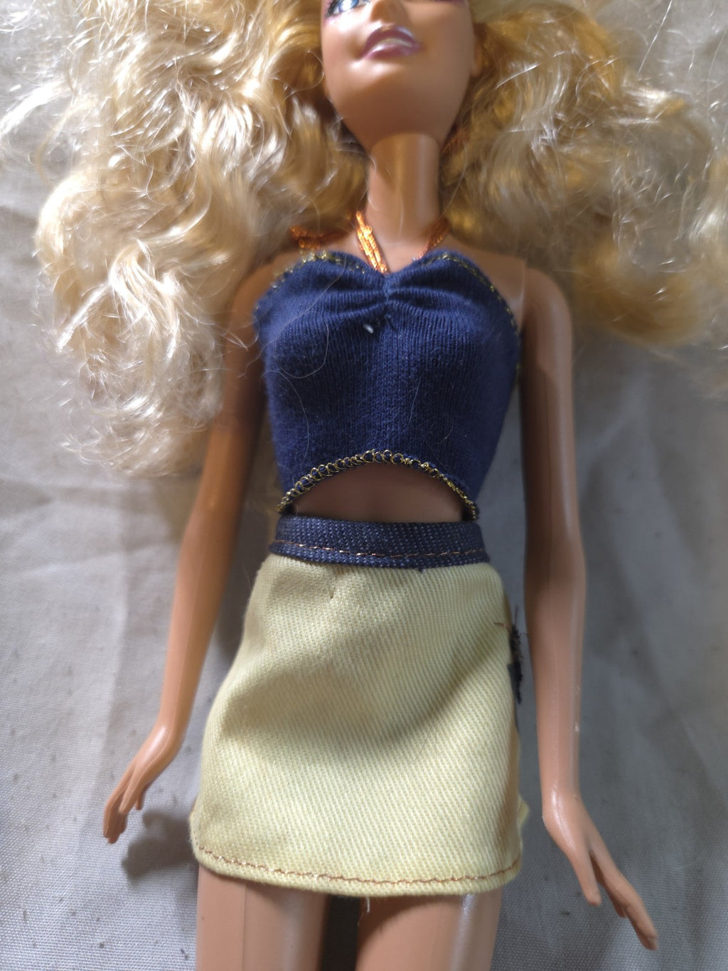 1998 Barbie With Yellow Floral Skirt And Blue Top