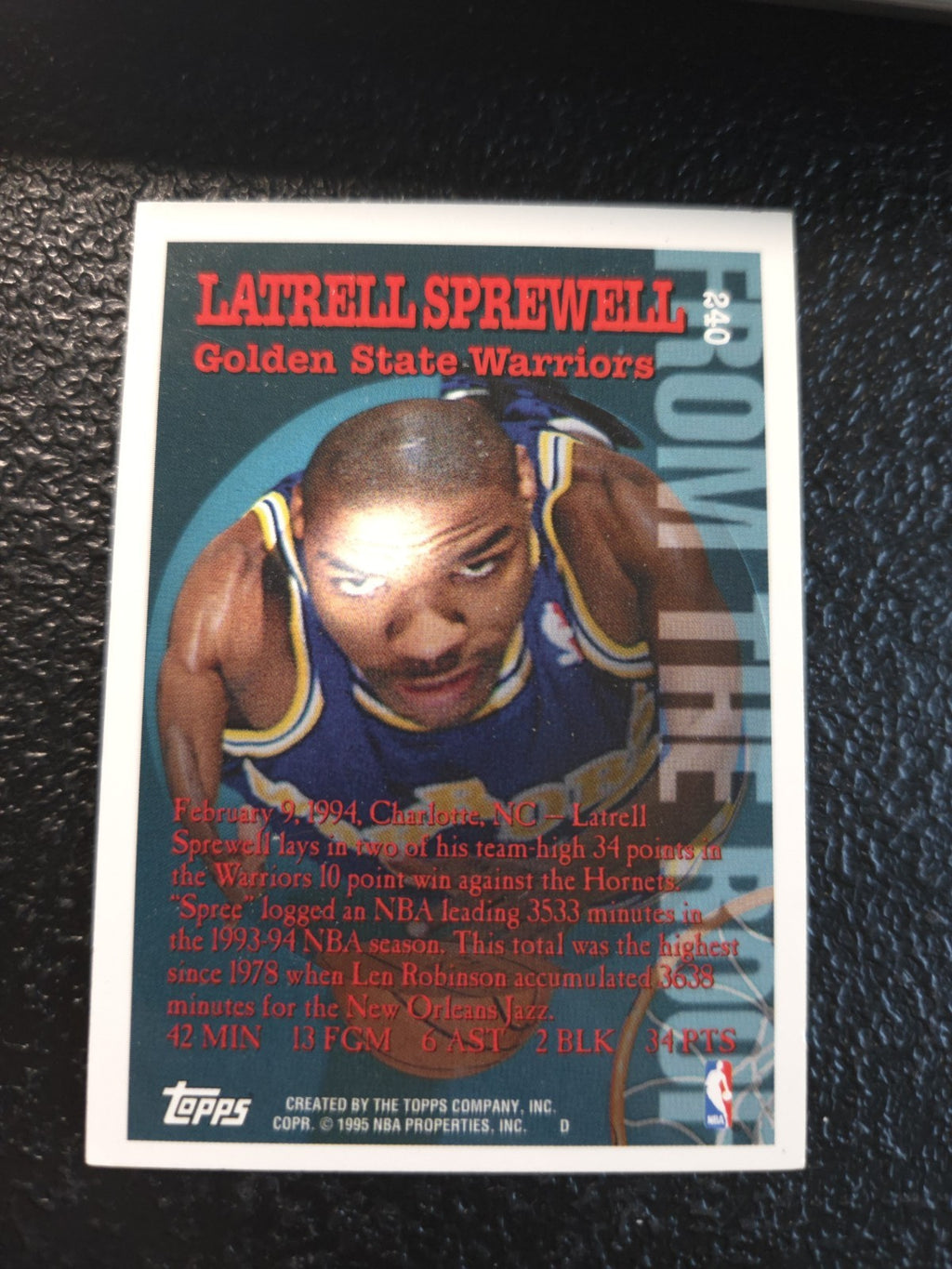 NBA - Latrell Sprewell - 1994-95 Topps - #240 - From The Roof - Golden State War