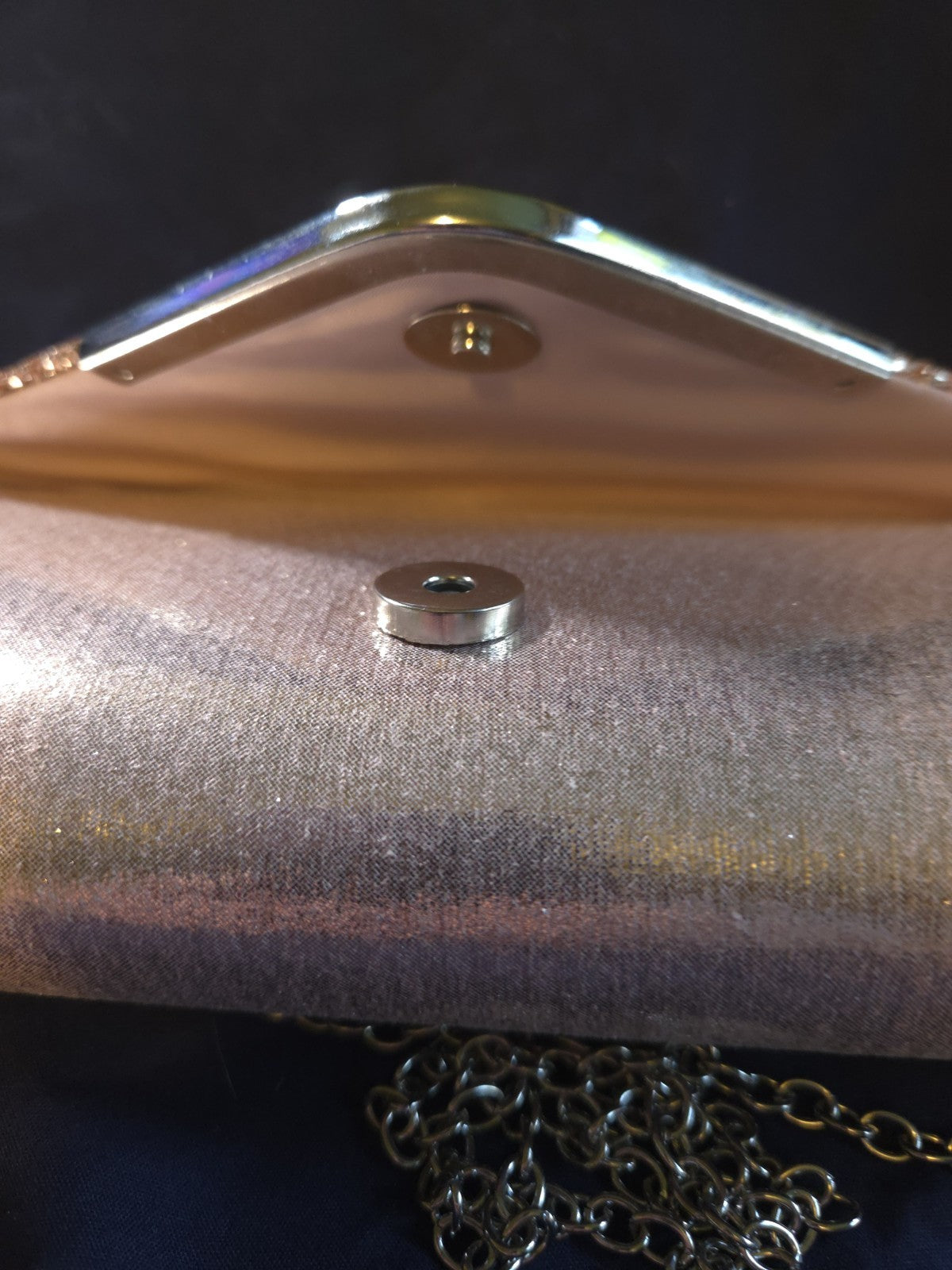 Dasein Blush Nude Envelope Clutch With Detachable Chain Glitter/Sequins 
