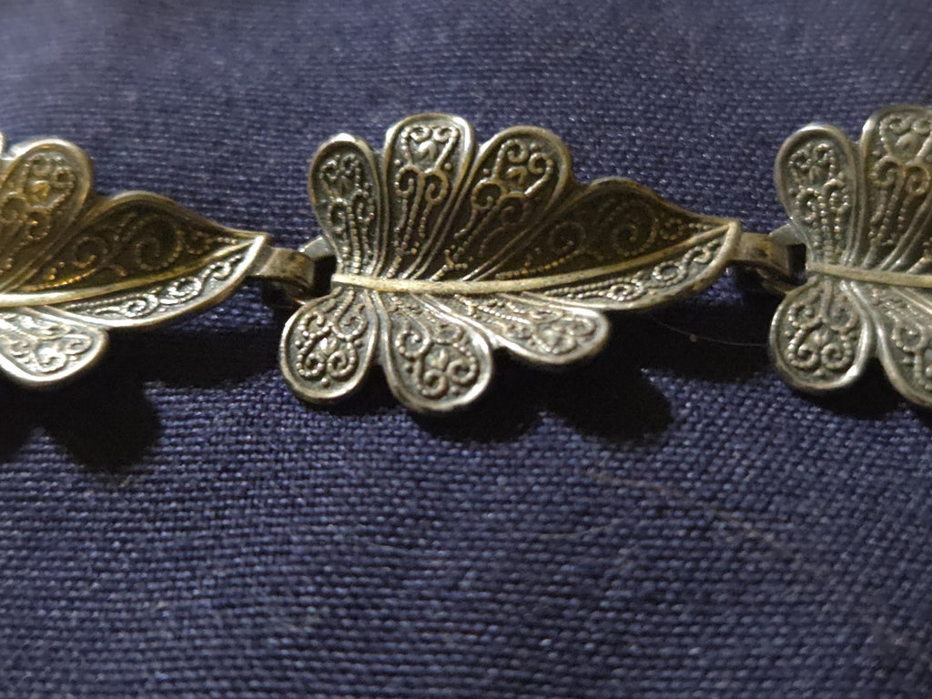 Vintage Estate Jewelry Sterling Silver Leaf Bracelet 7" 0.5 Oz. 925 Silver