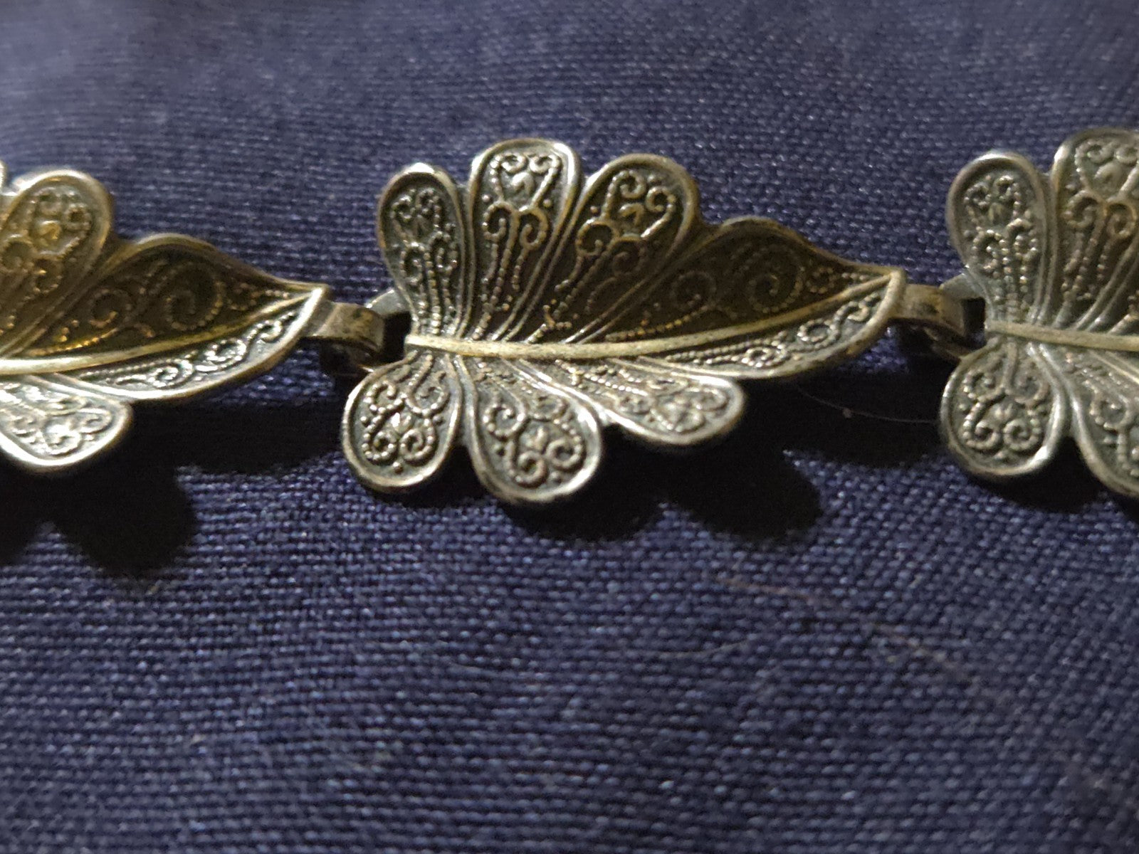 Vintage Estate Jewelry Sterling Silver Leaf Bracelet 7" 0.5 Oz. 925 Silver
