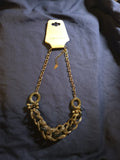 Coldwater Creek Chunky Braided Mesh Chain Antiqued Gold Black Beads Necklace NWT