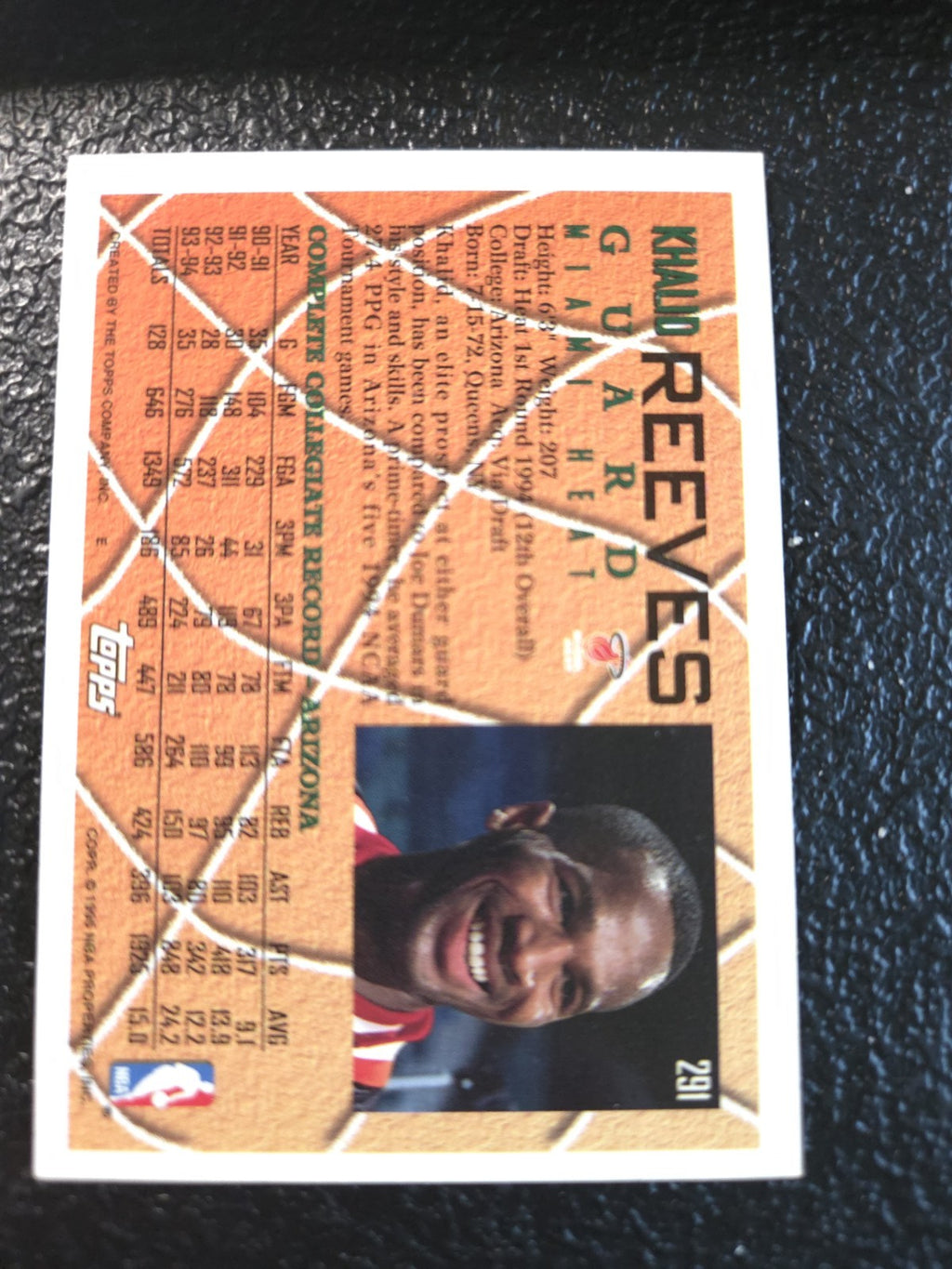 NBA - Khalid Reeves - 1994-95 Topps - #291 - RC - Miami Heat - 291 - EX
