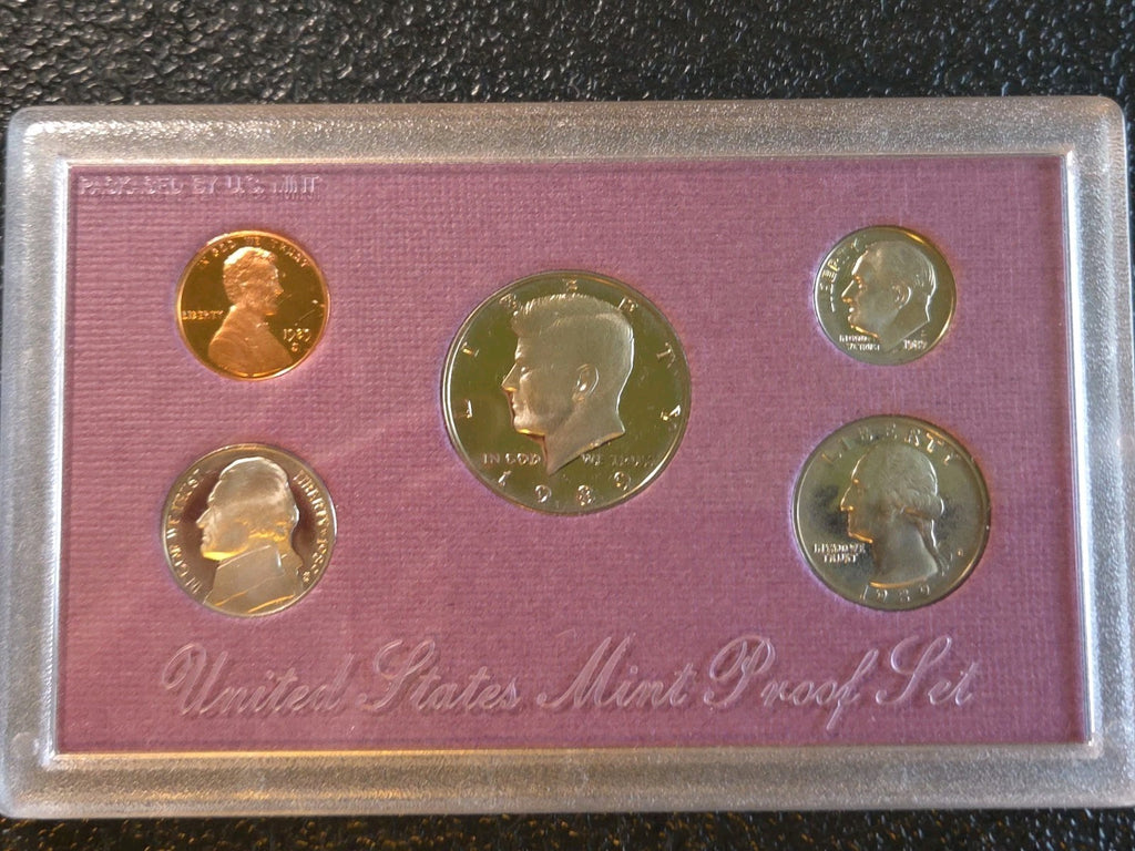 1989 S US Mint Proof Set | 5 Coins | Original Purple Box & COA | San Francisco