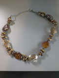 Vintage Estate Jewelry - women's amber glass bead necklace 14" Adjustable To 17"