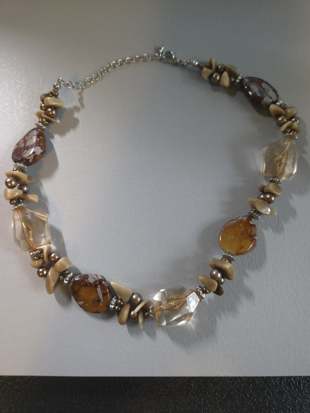 Vintage Estate Jewelry - women's amber glass bead necklace 14" Adjustable To 17"