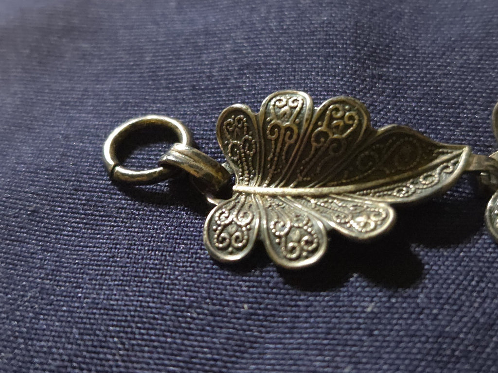 Vintage Estate Jewelry Sterling Silver Leaf Bracelet 7" 0.5 Oz. 925 Silver