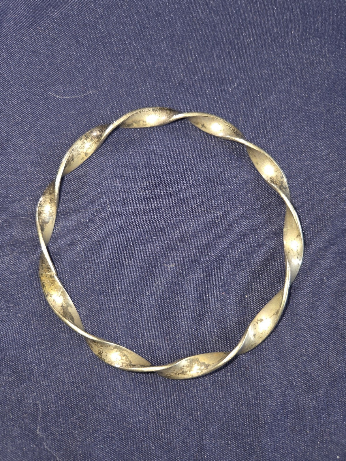 Vintage Estate Jewelry Silver-tone 3 Inch Wide Bangle Bracelet With Patina