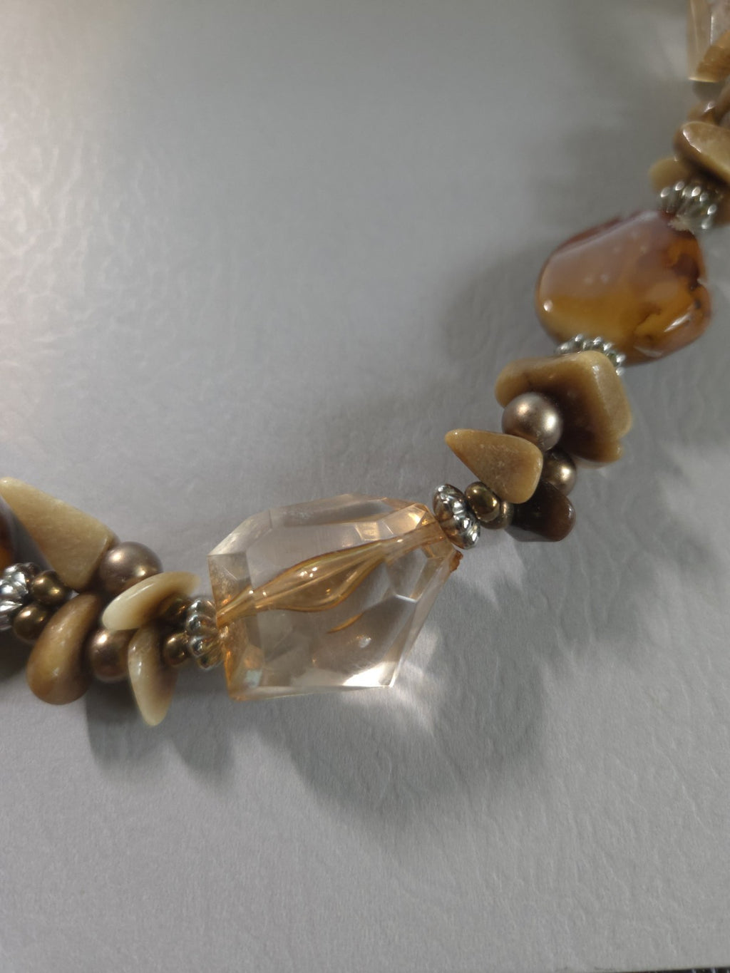 Vintage Estate Jewelry - women's amber glass bead necklace 14" Adjustable To 17"