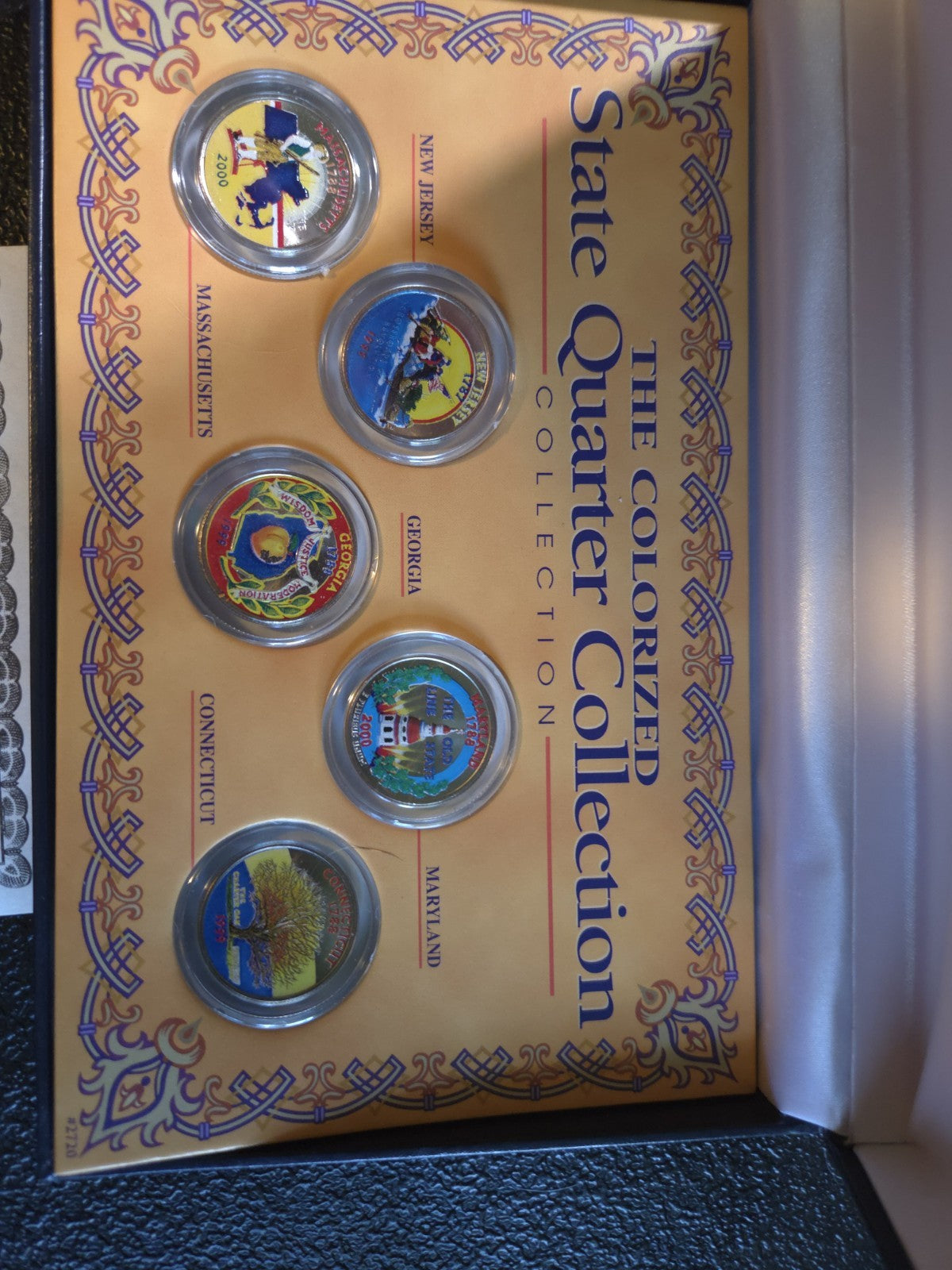 The Colorized State Quarter Collection (1999 NJ, GA, CT and 2000 MA, MD) UNCIRC