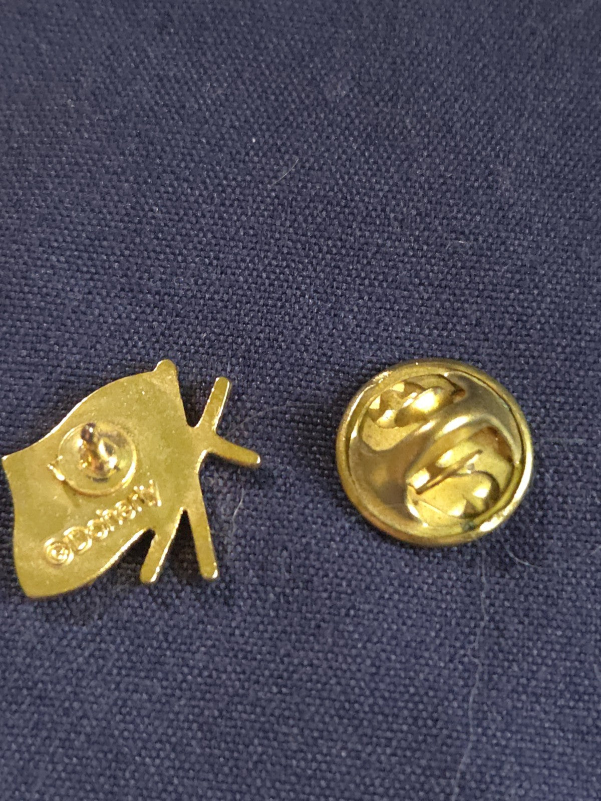 Doherty gold tone American flag and holy cross lapel pin
