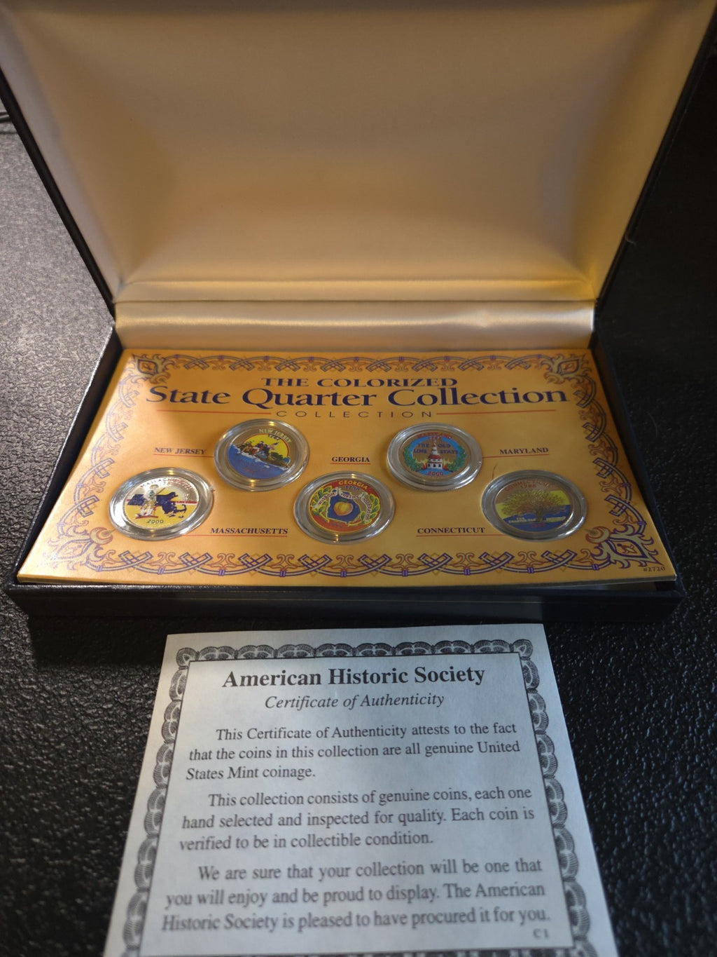 The Colorized State Quarter Collection (1999 NJ, GA, CT and 2000 MA, MD) UNCIRC