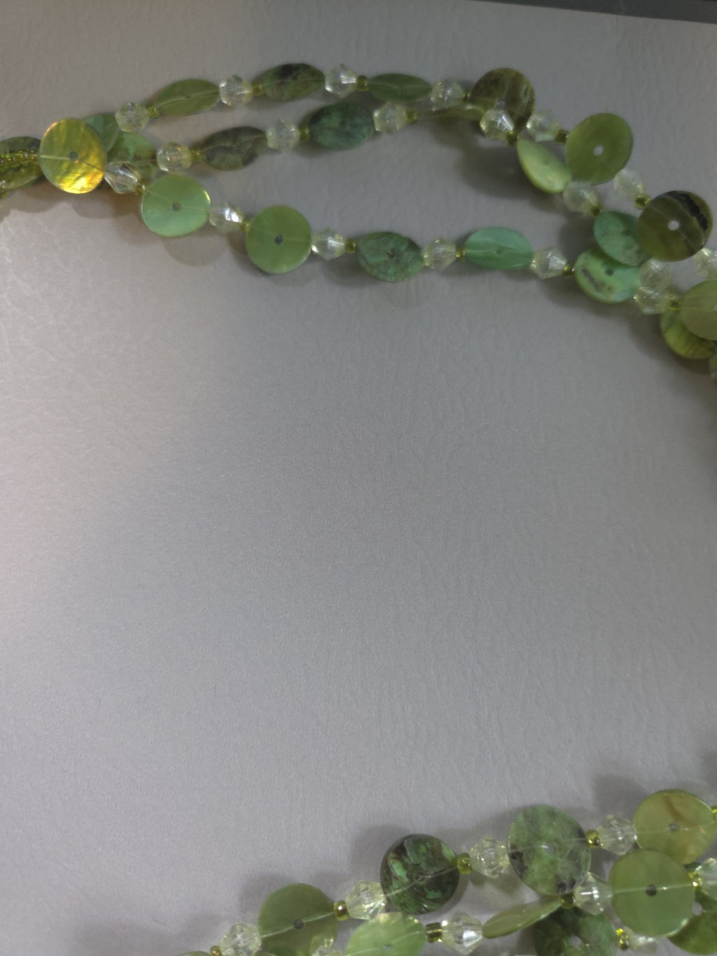 Vintage Estate Jewelry - green glass Multi Strand 22" statement necklace