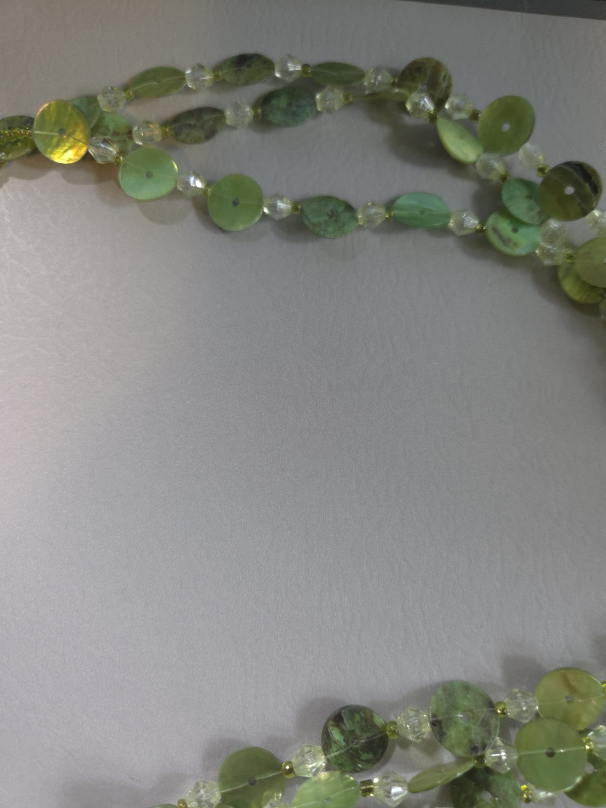 Vintage Estate Jewelry - green glass Multi Strand 22" statement necklace