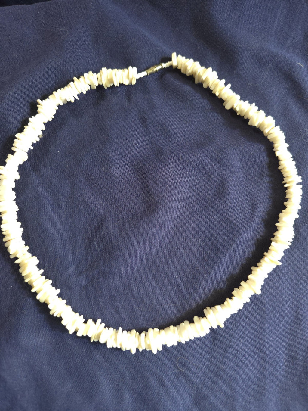 Vintage Puka Shell Necklace Hawaiian Choker Surfer Genuine Tiger Shell 15.5”