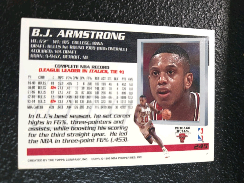 NBA - B.J. Armstrong - 1994-95 Topps -  #245 - Chicago Bulls - NM