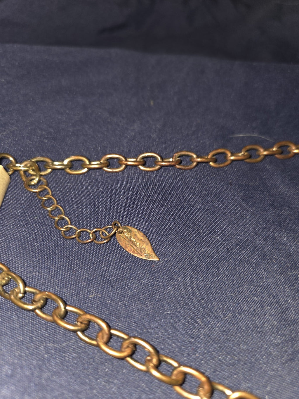 Coldwater Creek Chunky Braided Mesh Chain Antiqued Gold Black Beads Necklace NWT