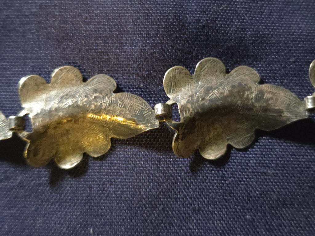 Vintage Estate Jewelry Sterling Silver Leaf Bracelet 7" 0.5 Oz. 925 Silver