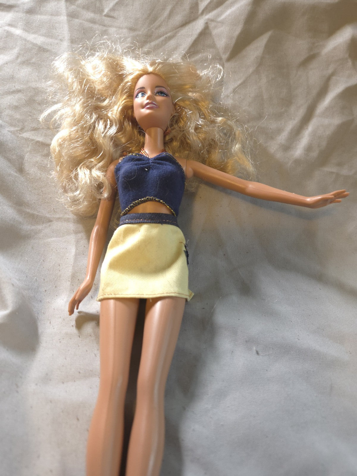 1998 Barbie With Yellow Floral Skirt And Blue Top