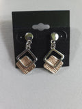 Vintage Estate - Silver Tone Dangle Earrings - textured, layered square design