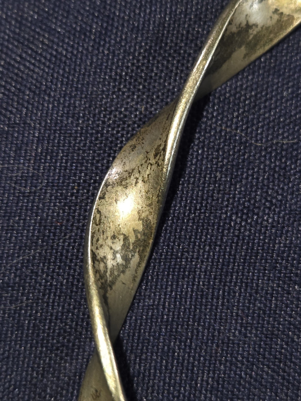 Vintage Estate Jewelry Silver-tone 3 Inch Wide Bangle Bracelet With Patina
