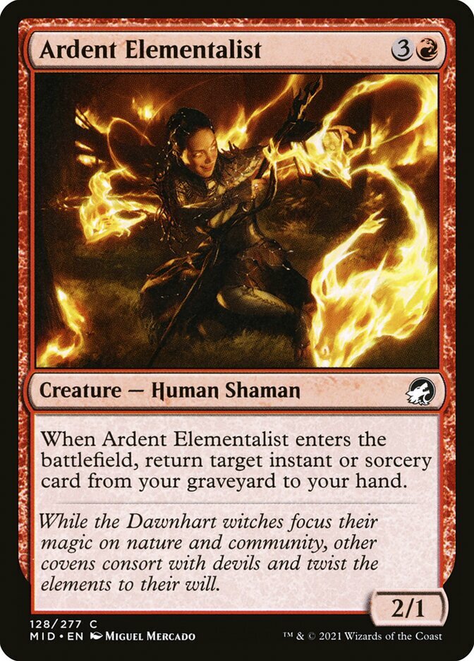 MTG - Ardent Elementalist - Innistrad: Midnight Hunt - Regular - 128 - C - NM