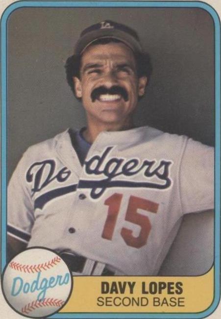 MLB - 1981 Fleer - Davey Lopes - #114 - No Finger on Back - Los Angeles Dodgers